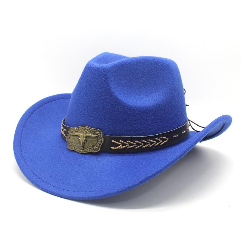 Ethnic Tibetan Style Western Cowboy Hat Top Hat Men'S And Women'S Felt Hat Rolled-Brim Jazz Hat Hat Tide