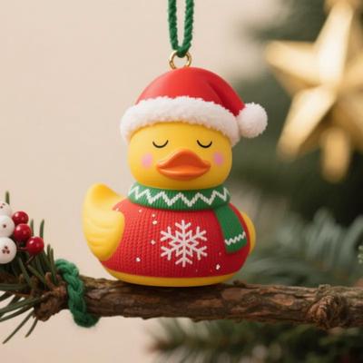 Christmas Duck Ornaments Acrylic Cartoon Ducks Xmas Tree Hanging Decorations for Holiday Party