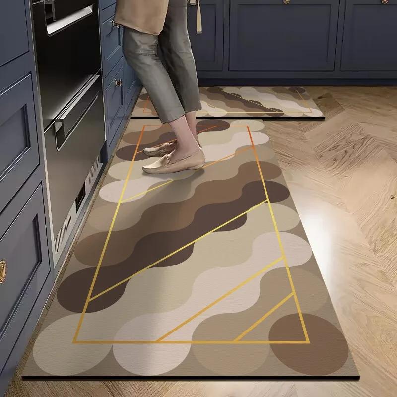 Modern Minimalist Kitchen Mats Waterproof Anti-Fouling Pvc Oil-Proof Soft Carpet Easy Care Balcony Non-Slip Rugs Tapis