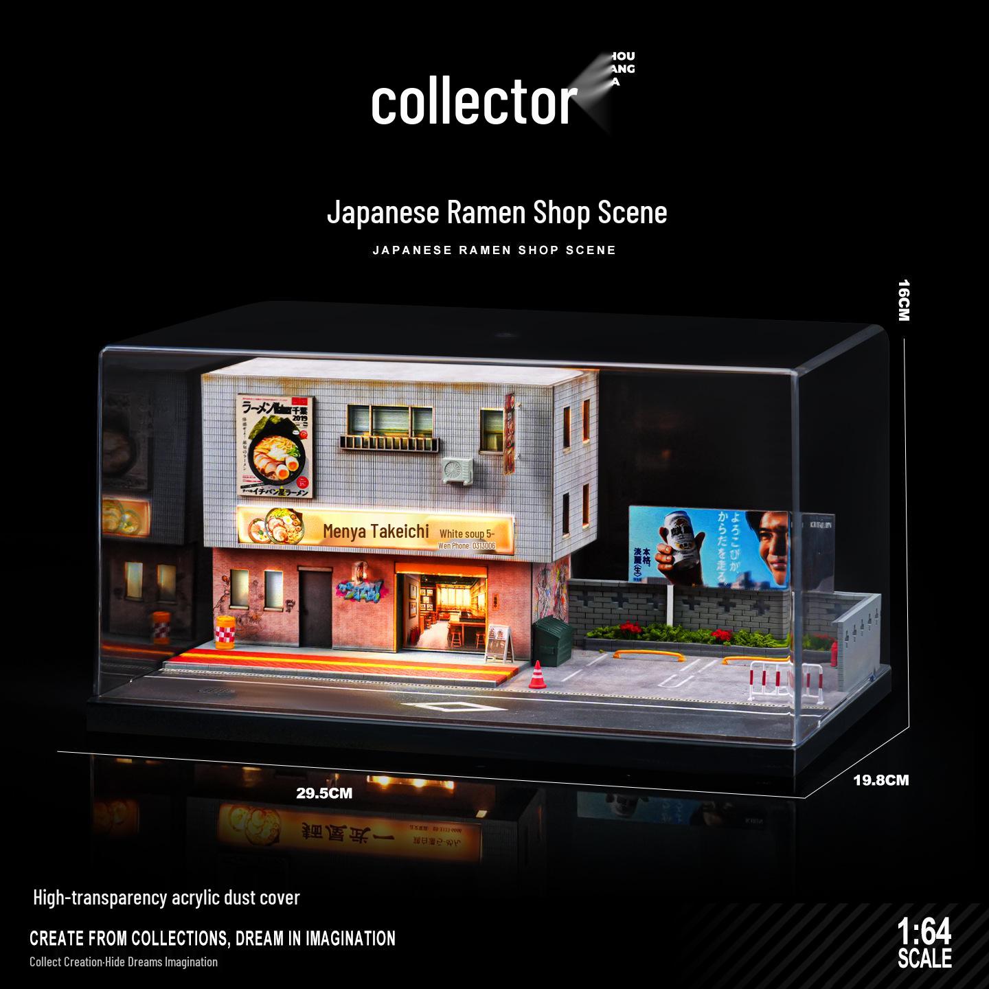 Japanese Ramen Shop Scene Alloy Car Model with Acrylic Dustproof Case