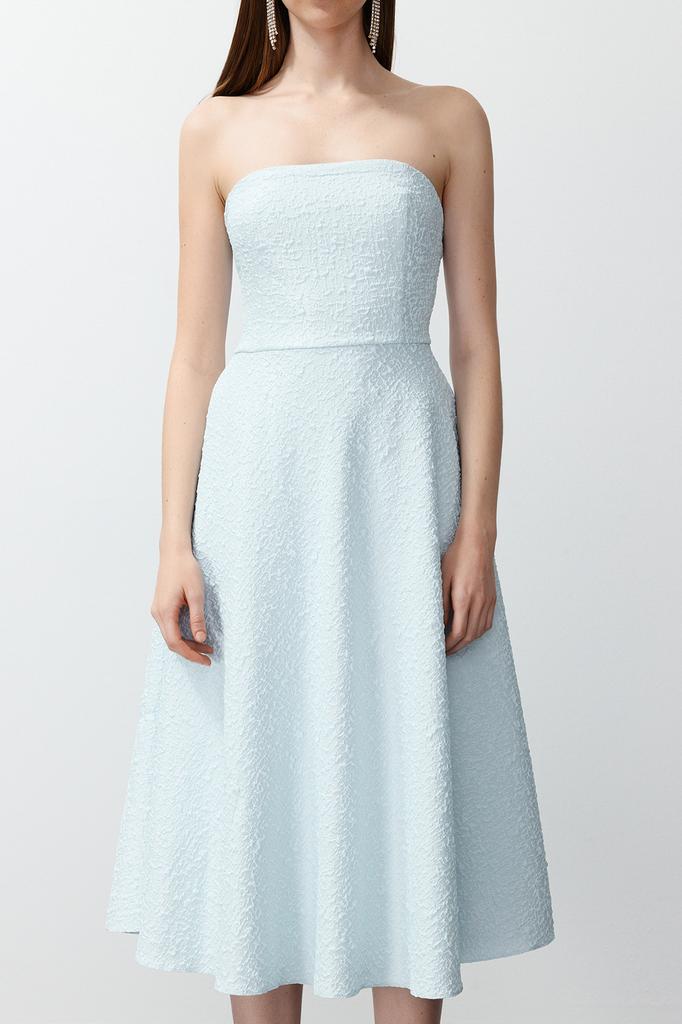 Women's Dress New Season Fashion Blue Skater Stylish Evening Dress with Waist Opening