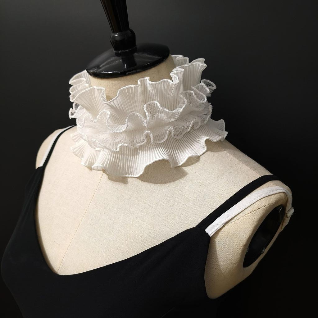 Nastavitelný šněrovací volánkový límec Vícevrstvý ozdobný límec pro dospělé Univerzální nákrčník pro formální i neformální příležitosti