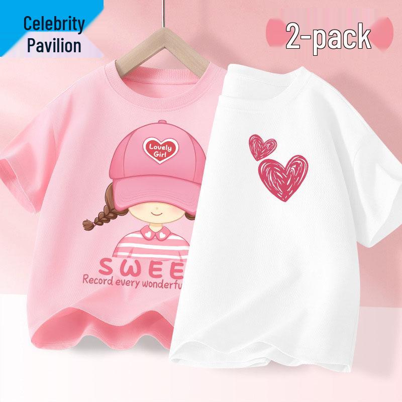 Girls' Breathable Cotton Short Sleeve Summer T-Shirt 2025 - Fashionable and Comfortable Children's Top