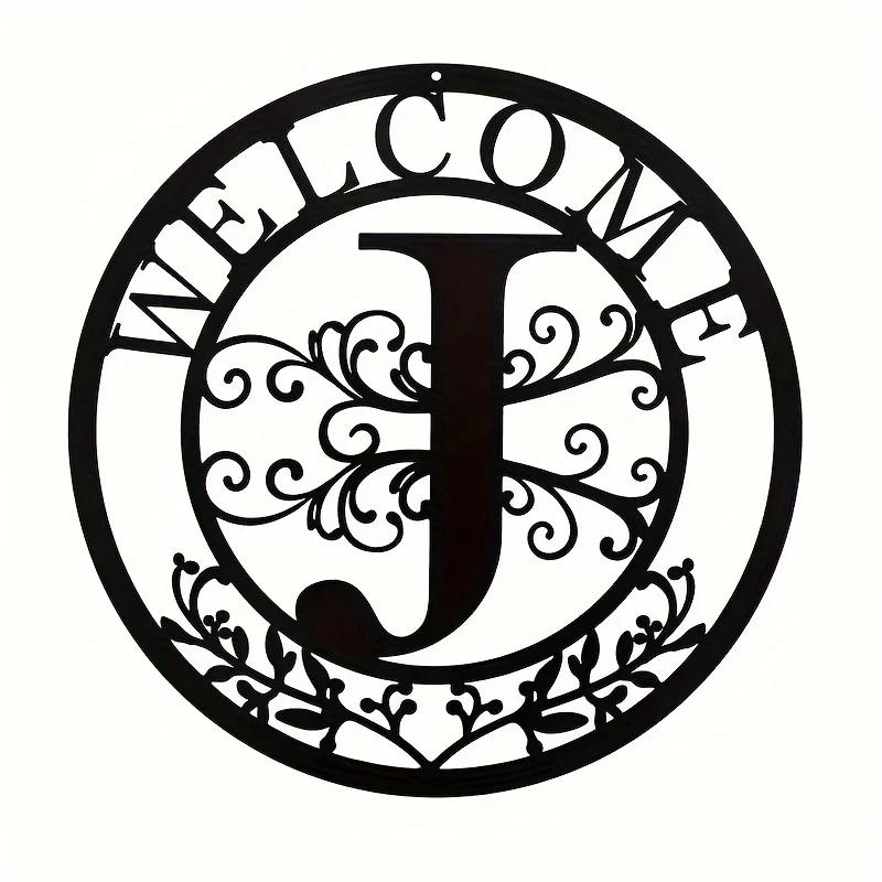 1pc Personalized Family Name Metal Sign (12in) - Letter Design Birthday Gift