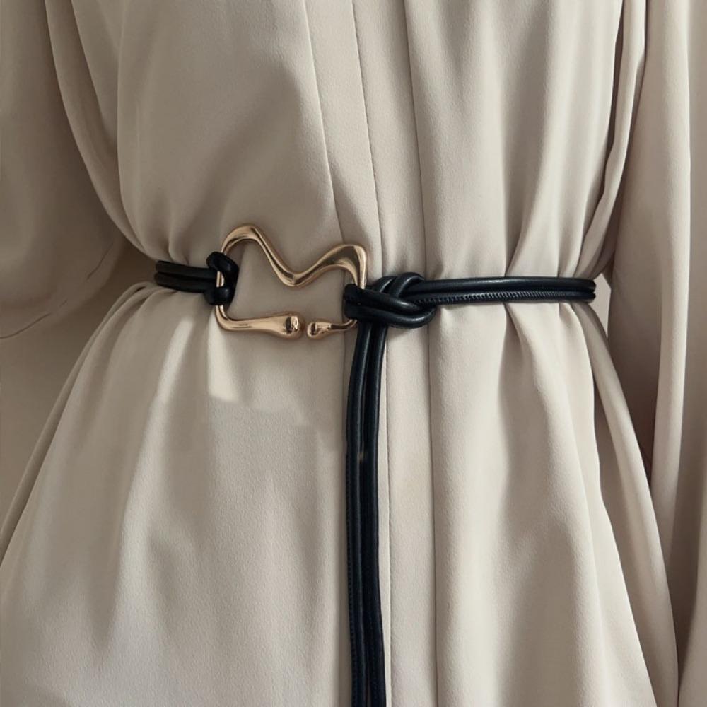 Long Women Thin Belt Rope Knotted Dress Coat Waistband String Waist Belt Ladies Black Straps