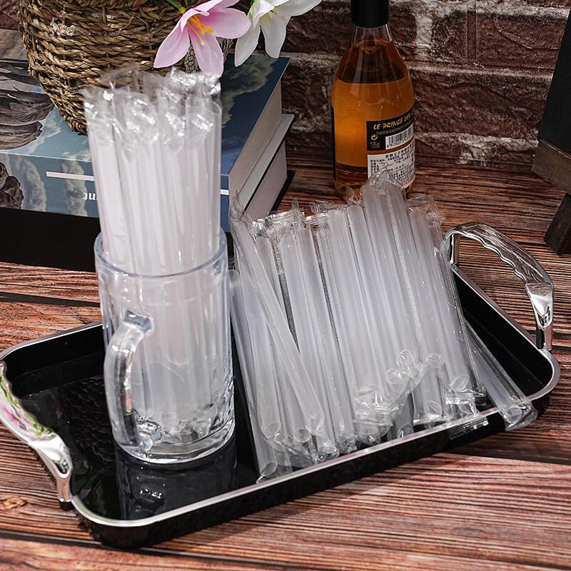 Disposable Thick Plastic Straws, Individually Wrapped