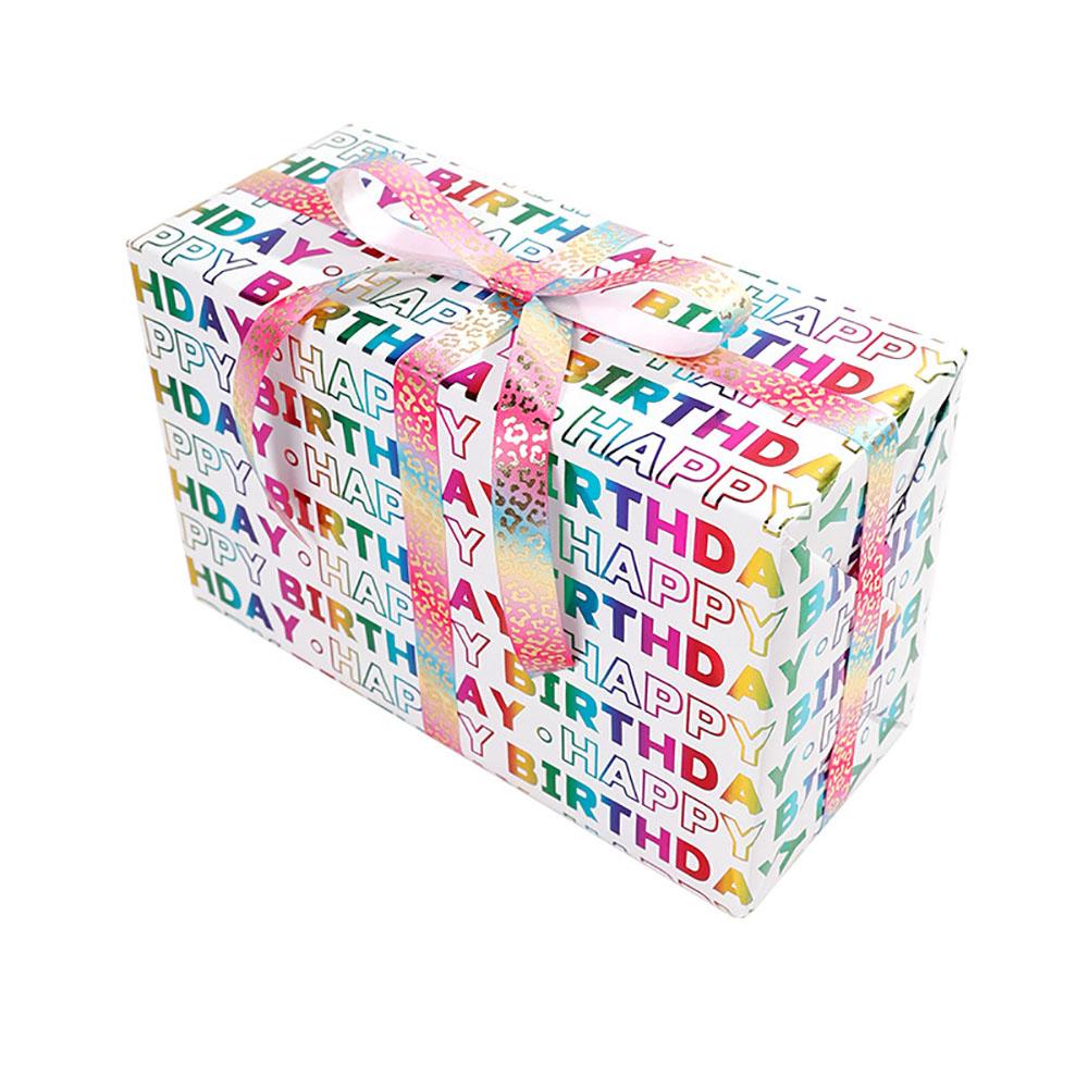 300*43cm Happy Birthday Hot Stamping Gift Wrapping Paper Birthday Bouquet Gift Packaging Paper Party Decoration DIY Crafts Paper