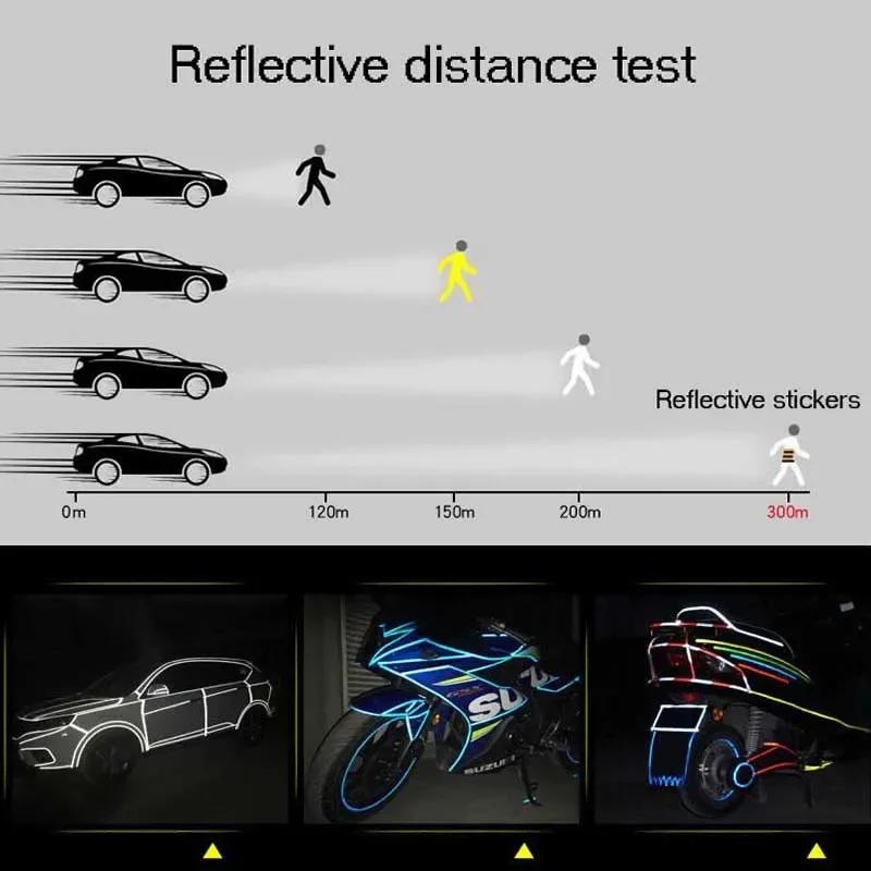 1Cm*8M Bike Stickers Reflective Tape Cycling Fluorescent Reflect Strip Adhesive Tape For Bicycle Warning Safety Bike Accessories