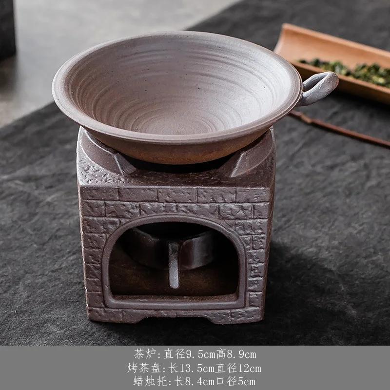 YXY Coarse Pottery Ceramic Tea Roaster 3 In 1 Tea Warmer Stove Tea Fragrance Dispenser Candle Holder Heating Insulation Base