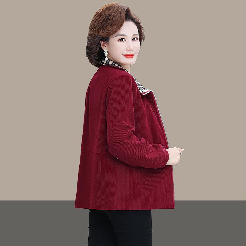 Dames Plus Size Herfst en Winter Casual Losse Korte Blouse Middenleeftijd en Oudere Tide Jas