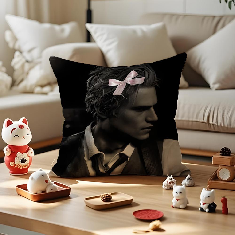 Heart Pink Leon KKennedy Cushion Cover Silky Short Plush with Invisible Zipper Dustproof Sofa Pillow Cover for Home Decor