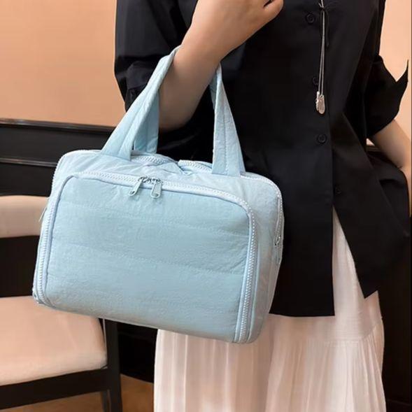 Travel Toiletry Bag with Wide Opening, Puffy Makeup Pouch, Storage Bag, Toiletry Set, Portable Handbag