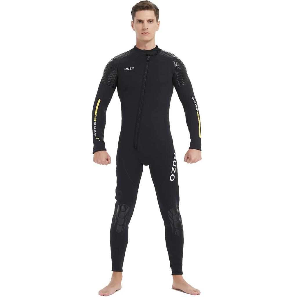 MORGEN SKY Men's Full Wetsuit, Front Zipper, 3mm, One-Piece, for Surfing, Spearfishing, and Spearfishing, BJ03 (L)