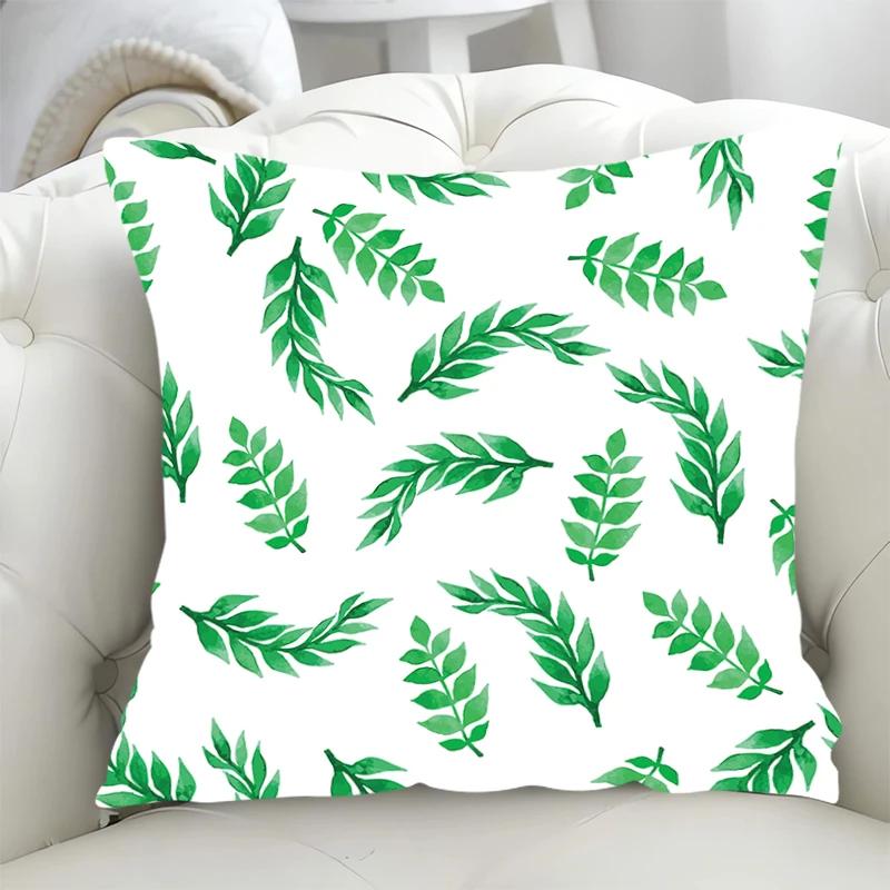 Sofa Cushion Cover 45x45cm Green Leaf Pillowcase 40*40 Decorative Pillowcases for Pillows Pillow Hugs Fall Decoration Covers Bed