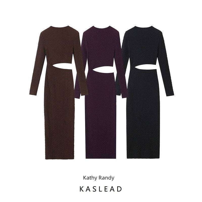 Kaslead New Arrival Women's Clothing Fashion Style Fashion Minimalist Texture Hollow Dress 5039388