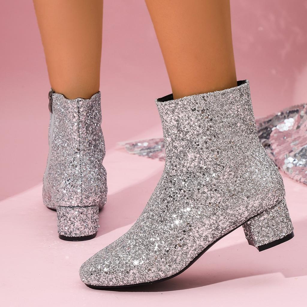 Fashion Autumn Women Boots New Elegant Fashion Round Toe Ankle Boots Winter Party Chunky Heels Designer Shoes for Women Botas De Mujer