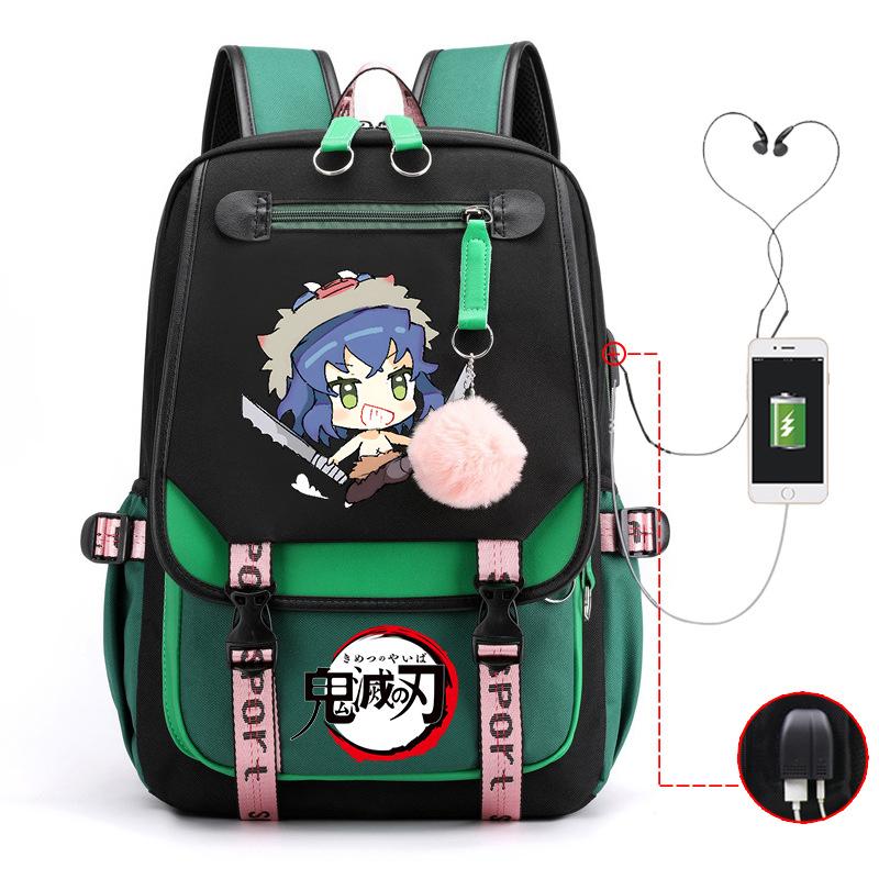 Ghost Annihilation Blade Grade 3-6 Junior High School Student High School Student School Bag Strap USB Multifunctional Backpack