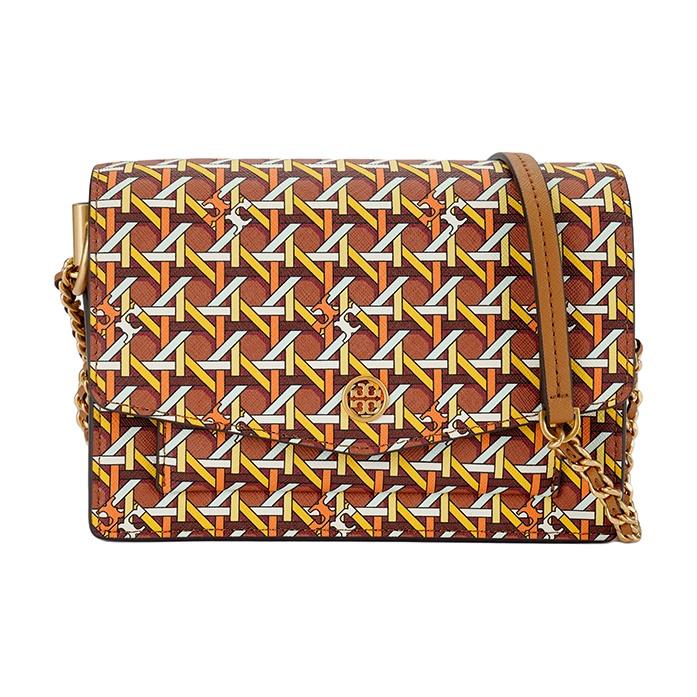 

Tory Burch Robinson Printed Geometric Woven Logo Leather Mini Shoulder Bag Women bags Brown 79420-800 Basic Set (Bag+Dust Bag)