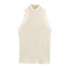 TAOP&ZA Women's 2026 Spring Sleeveless High-Neck Lace Ribbed T-Shirt