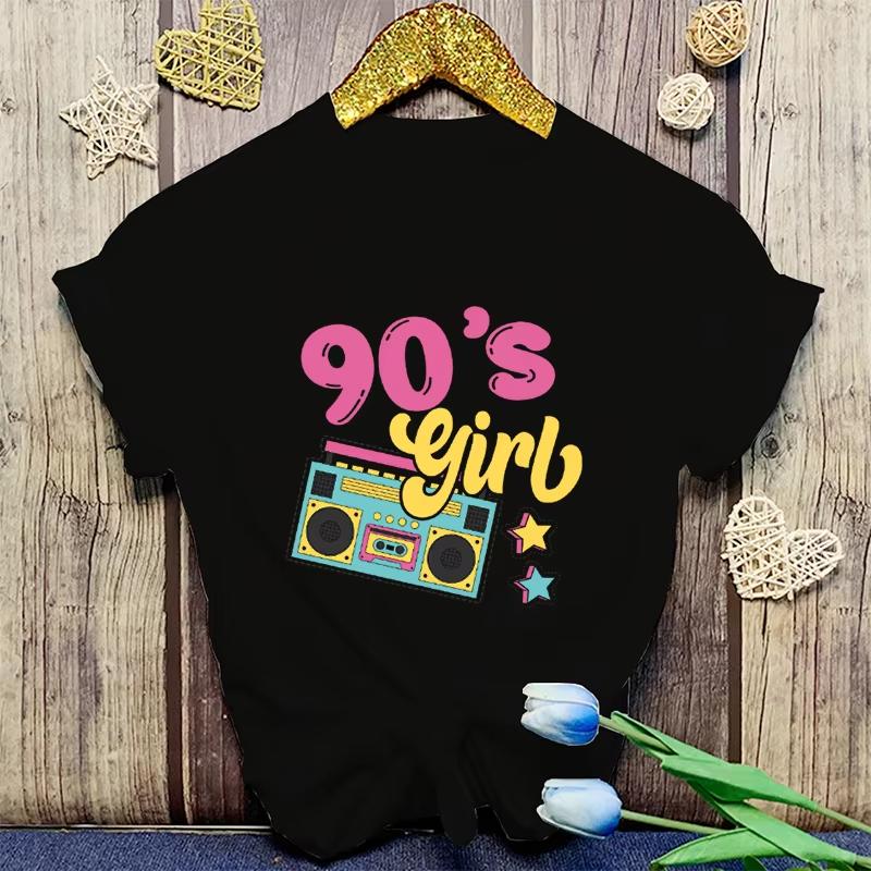 

New Funny 90 S Girls Printed T-Shirts Fashion Women Short Sleeve Cool Summer Casual Tops 90 S Girls Female Shirt Tees 5XL різнокольоровий