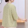 Women's Plus Size Chinese Embroidery Top – 3/4 Sleeve Round Neck Textured Blouse (Sizes 3XL-8XL) for Middle-Aged Ladies
