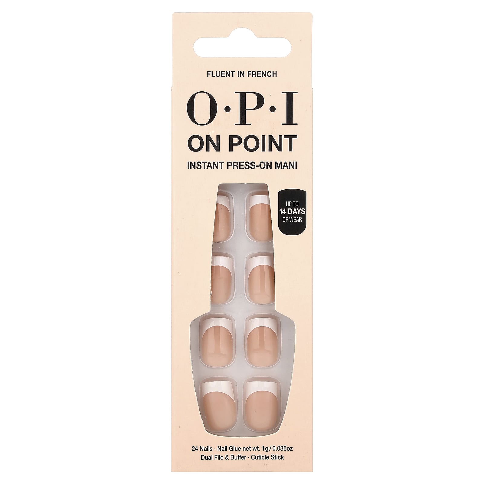 

OPI, On Point Мгновенный пресс-он маникюр, Короткая длина, Французский говорящий, Набор из 27 штук