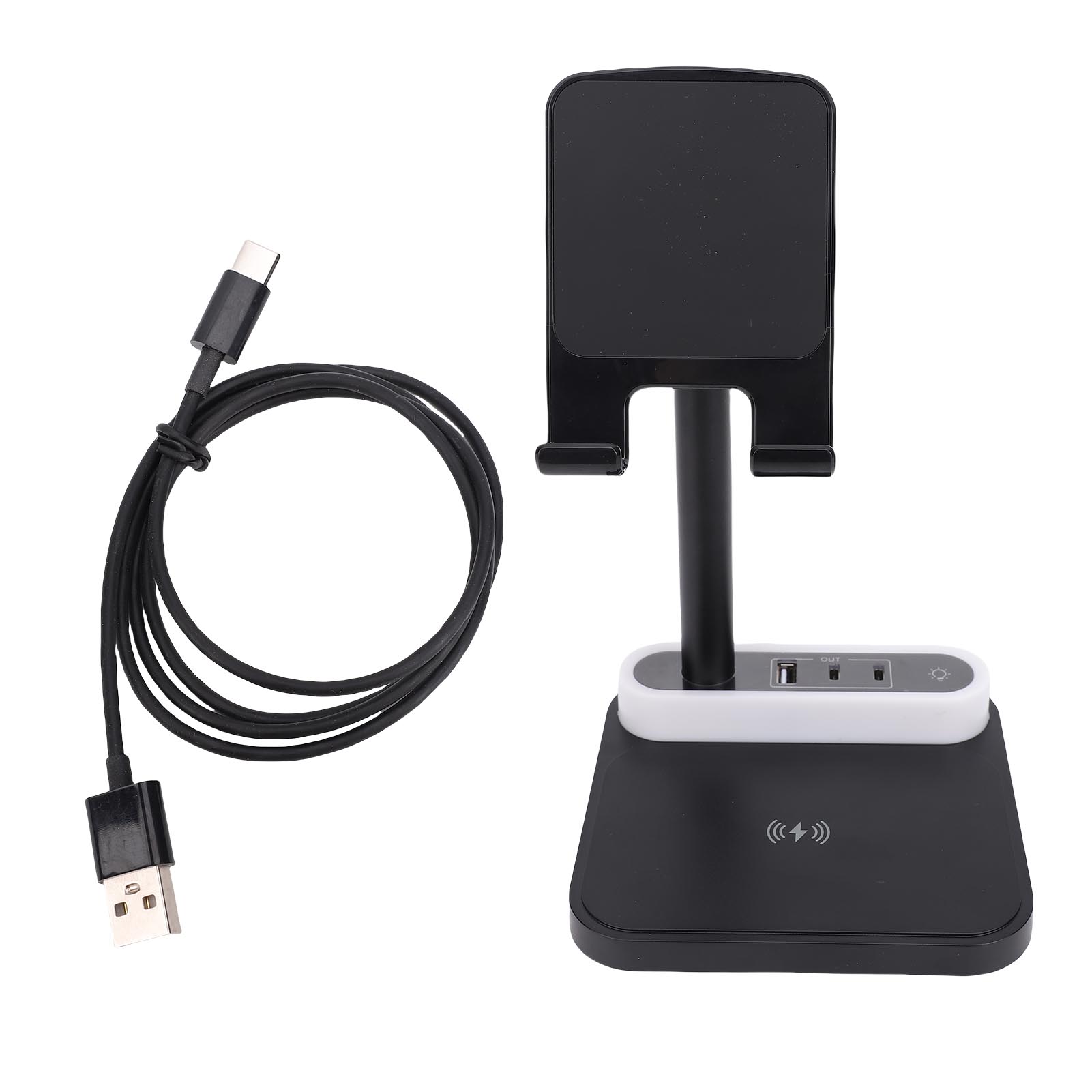 

Беспроводное зарядное устройство Ночник 4 в 1 15 Вт Быстрая беспроводная зарядная станция Держатель для телефона и планшета С 1 US