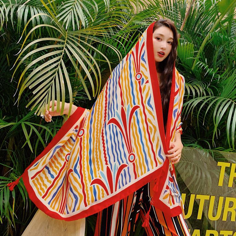 Frauen Schal MODERNE NEUE SAGA Sommer Strand Schal Wraps Gedruckt Stolen Weibliche Dünne Schals Capes Tippet