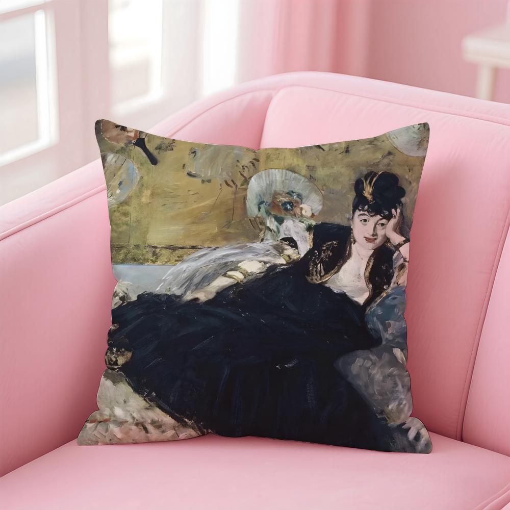 Impressionism EEdouard Manet Cushion Cover Pillow Case Ultra Soft Skin Friendly Fabric Cloud Like Comfort Concealed Zipper