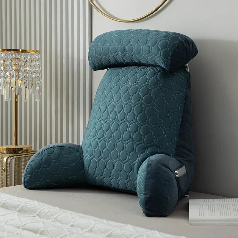 Reading Pillow Standard Bed Pillow Large Backrest Soft Cool Silk Latex Cushion Washable Cover Chair with Pockets Bed Pillow
