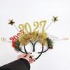 Cute 2027 Happy New Year Headband Sequin Glitter Hair Hoop Star Strip Headwear  Masquerade Party