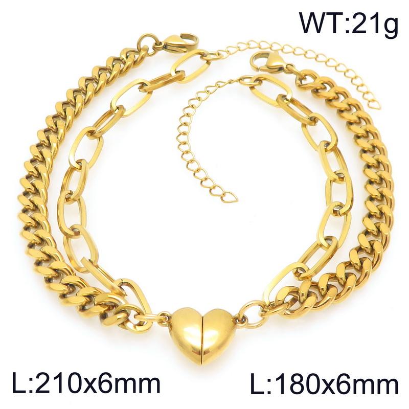 Magnetic Couple Bracelets Gold Color Lock and Key Design Stainless Steel Matching Bracelets for Boyfriend Girlfriend Valentin