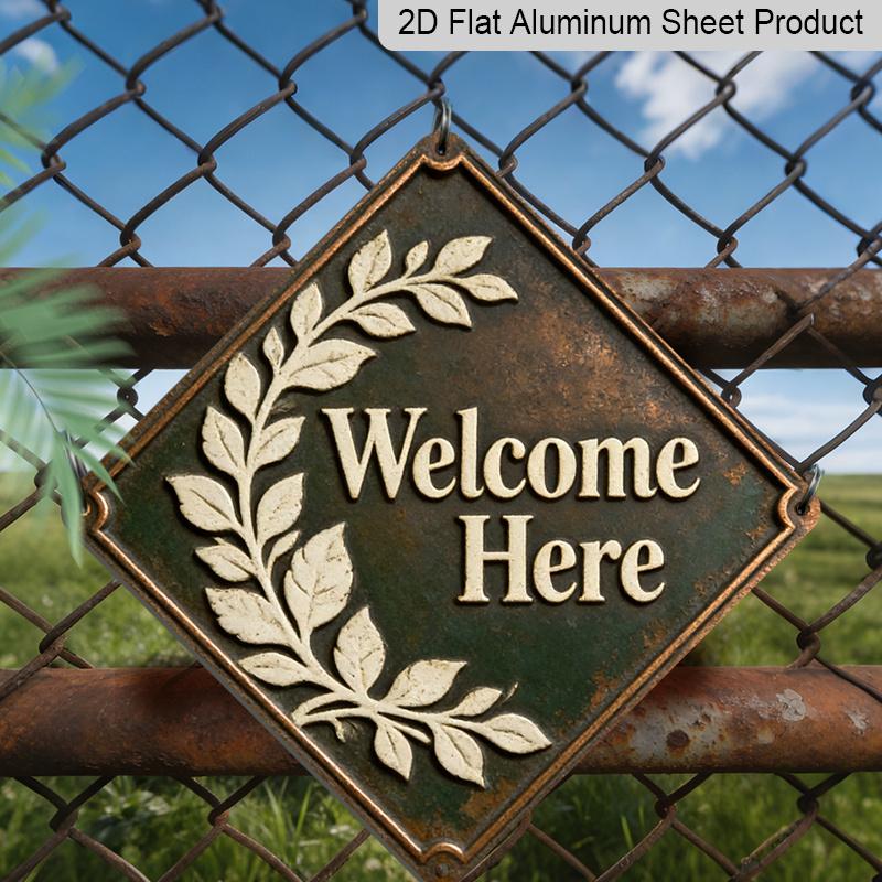 

2D Flat 1pc, Laurel Leaf Theme, Gift for Home Decor Enthusiasts Wall Decor Gift, Vintage Metal Aluminum Sign, Suitable for Front Door, Entryway 20*20cm