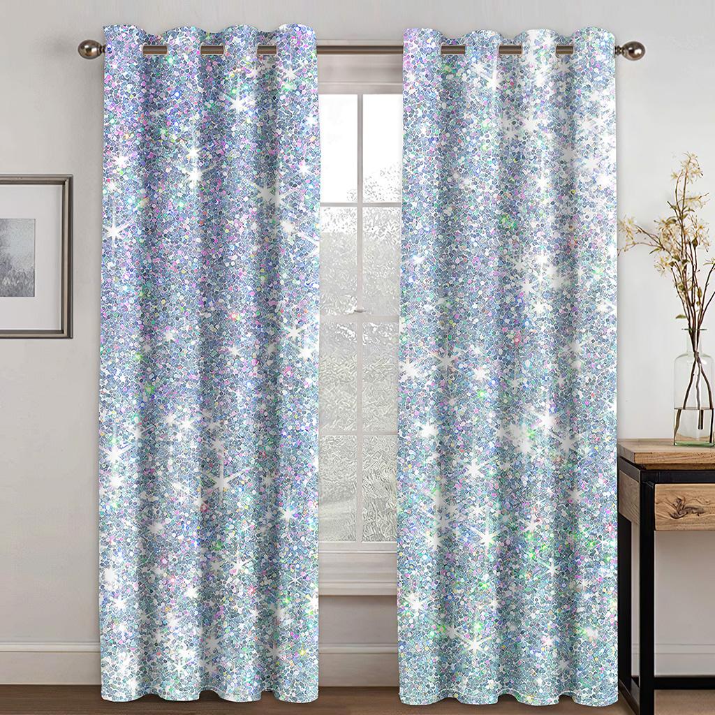 Rainbow Pink Gold Star Glitters Drips Print Children's Window Curtains for Girl Living Room Bedroom Decor 2 Pieces Free Shipping