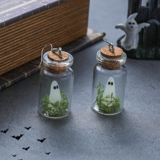 Ghost Necklace Glow-in-the-Dark Ghost in Bottle Pendant Necklace And Earrings