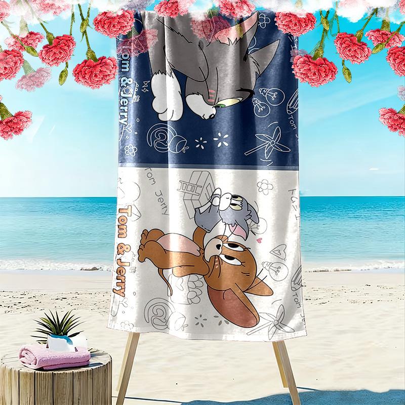 Tom and Jerry2 Print Beach Towel, Large Soft Quick Dry Towel for Beach Camping Swimming