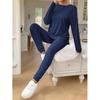 Casual O-neck Two Piece Set Women Outfits Autumn Winter Fashion Solid Knitted Long Sleeve Sweater Elegant Loose Pants Suit