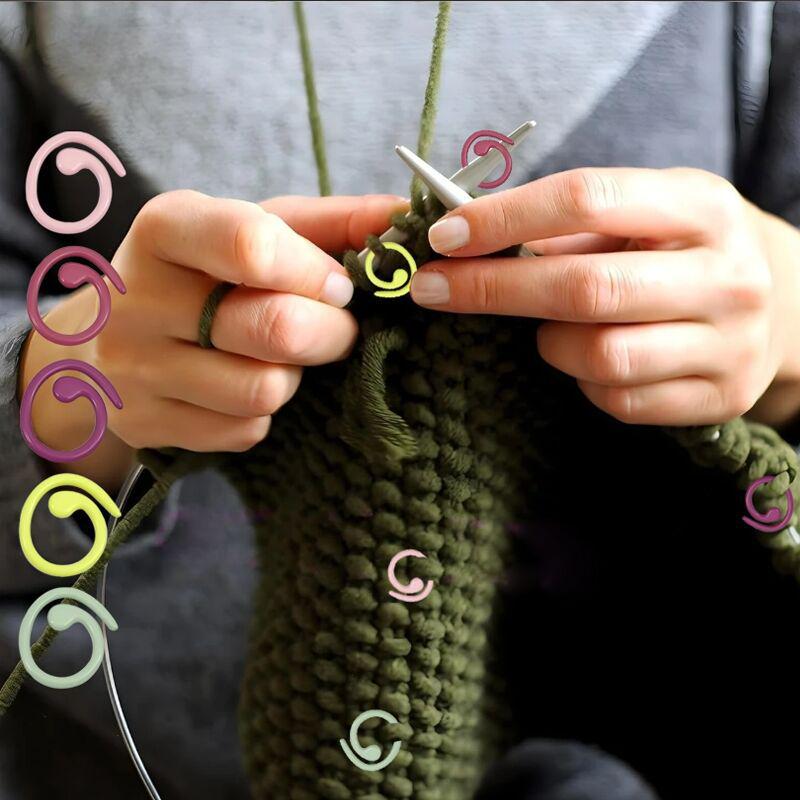 Colorful Spiral Metal Crochet & Circular Knitting Needles with Stitch Markers