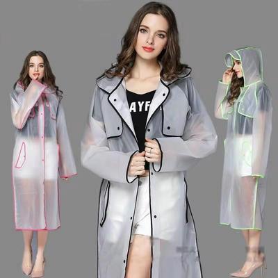 Nova Moda EVA Mulheres Poncho Com Chapéu Senhoras À Prova D' Água Longo Translúcido Capa de Chuva Ponch Ao Ar Livre Homem À Prova de Vento Motociclista Casaco de Chuva Jaqueta