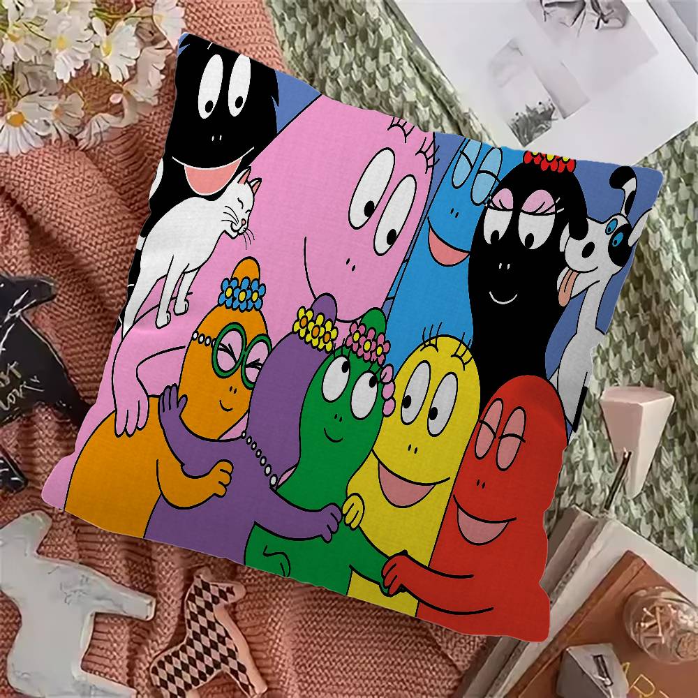 Cute Cartoon Les Barbapapa 45*45cm Cushion Cover Pillow Cover Decor Pillowcase Home Pillowcase for Couch Pillow