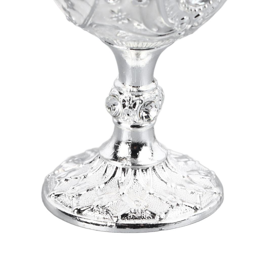2PCS Small Zinc Alloy Goblet 30ml Capacity Retro Metal Cup Embossed Wine Glass Party Drinking