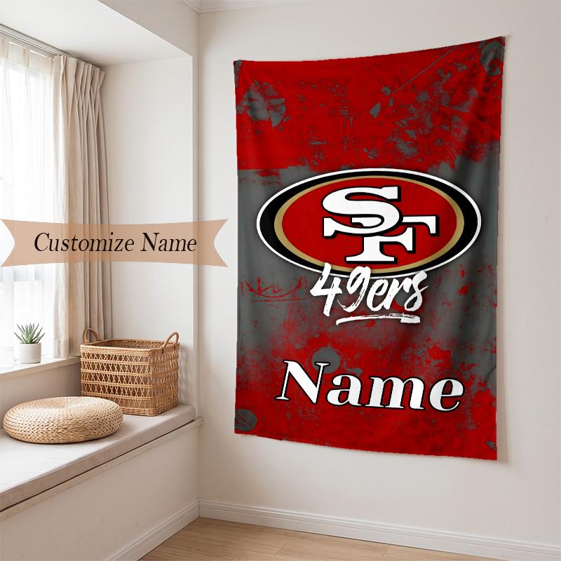 San Francisco 49ers (5) Benutzerdefiniertes Namens-Wandteppich-Wandbehang Weicher Hintergrund-Wandteppich für Schlafzimmer Wohnzimmer Studentenwohnheim Heimdekoration Geschenk