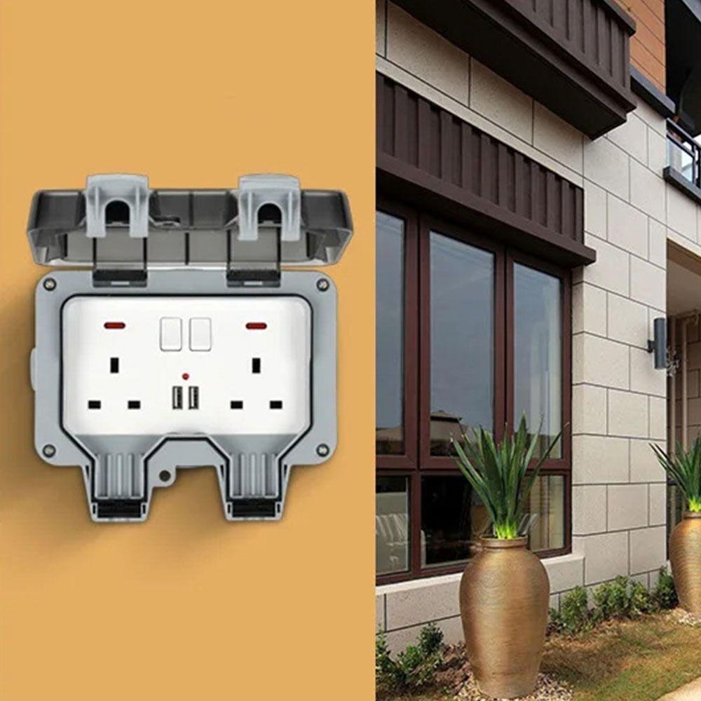 UK Plug Wall Switch Socket Dust Proof Power Socket Case Electrical Outlet  Wall Mounting