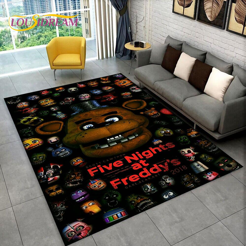 Horror Game FNAF Movie Freddy Bonnie Carpet Rug for Home Living Room Bedroom Sofa Doormat Decor,kids Play Area Rug Non-slip Mat