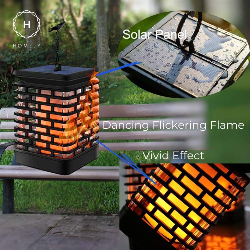 HOMLLY Outdoor Solar Lantern Lamp (Real Flame Mode)