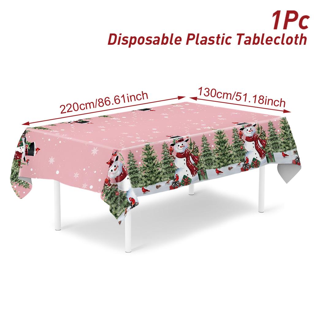 Christmas Snowflake Plastic Tablecloth Merry Christmas Decorations for Home 2025 Navidad Natal Xmas Table Ornament New Year 2026
