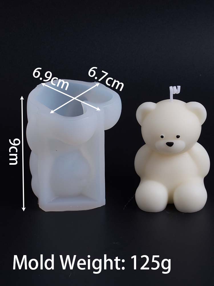 3D Cute Bear Silicone Candle Mold DIY Animal Ornaments Craft Gifts Making Aromatherapy Soap Plaster Resin Casting Molds Home Dec