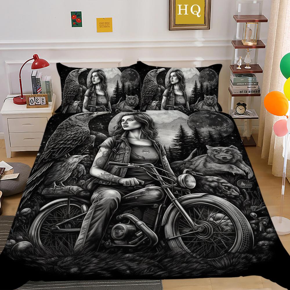 Krásný povlak na lůžkoviny s potiskem lebky Dvojitá velikost Mikrovlákno Ložní prádlo Teen Cool Módní Dekorace ložnice