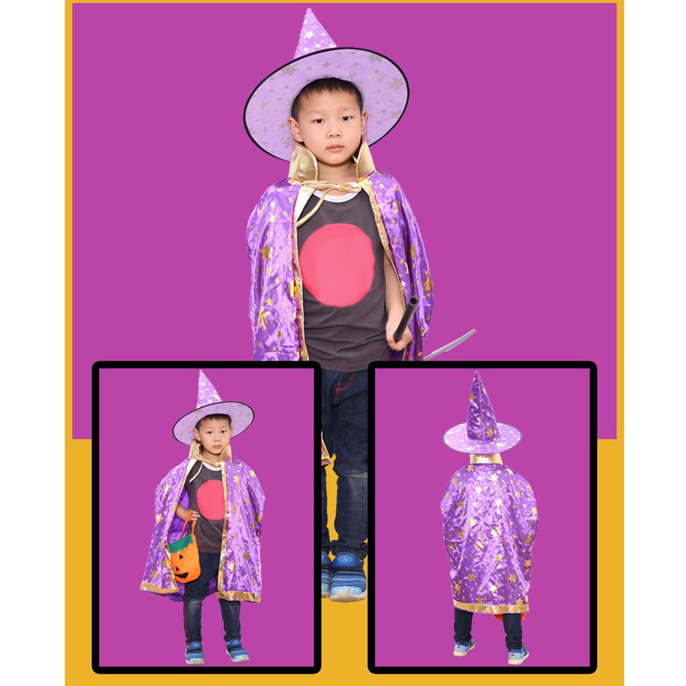 Purple Halloween Cape for Kids Wizard Witch Cosplay Cloak Costume for Dress Up Party