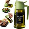 2 In 1 Olive Oil Dispenser Bottle 470ml Light-Blocking Dark Oil Sprayer for Cooking for Kitchen Dark Green Glass Oil Bottle